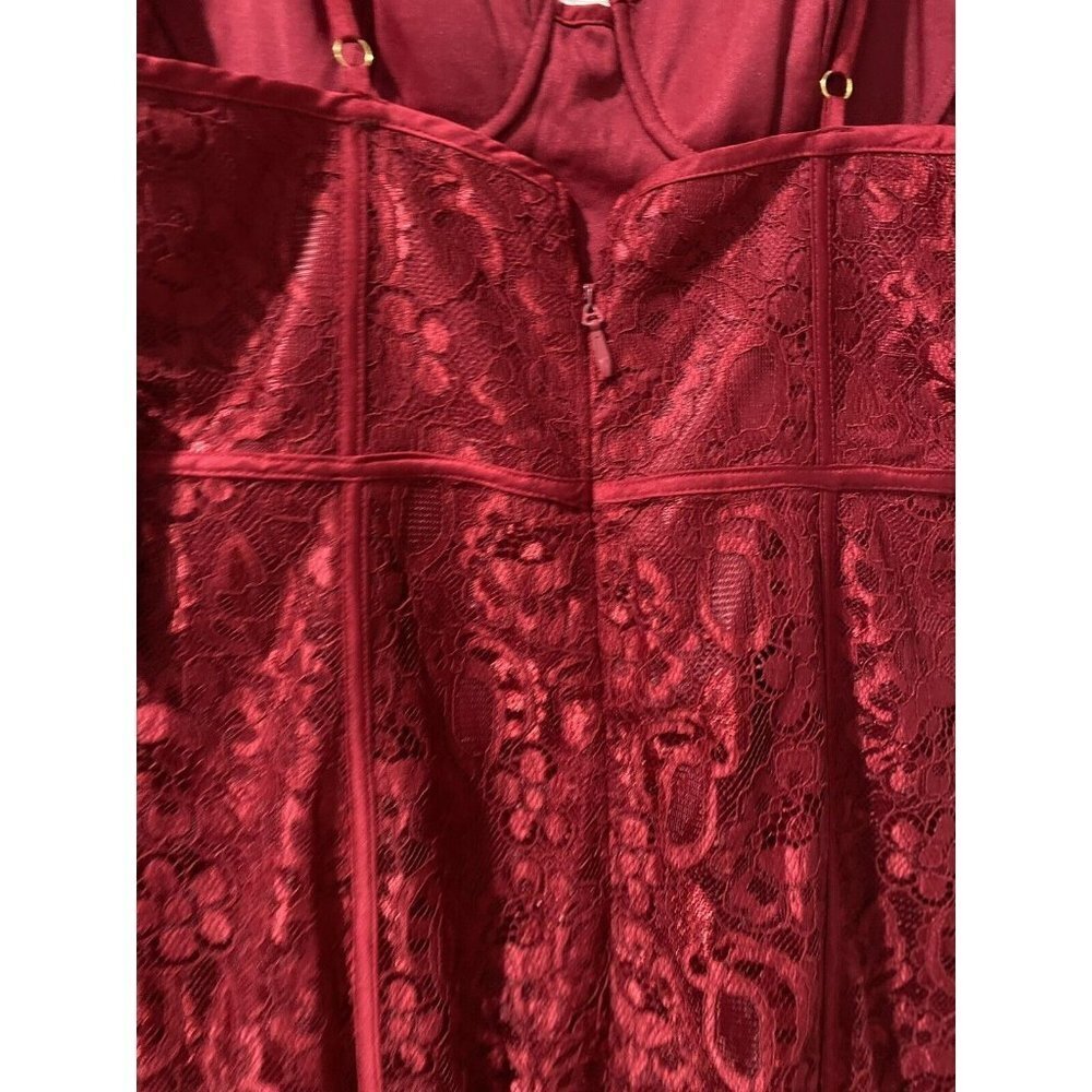 Lulus Lucy Wine Red MIDI Lace Bustier Dress Size L - Picture 8 of 13